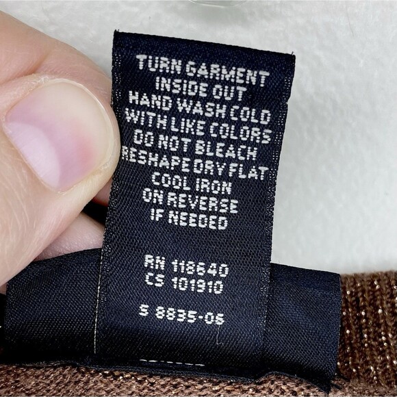 Lane Bryant V-Neck Knit Sweater Brown Gold Metallic Long Sleeves Plus Size 18/20 - Picture 4 of 4